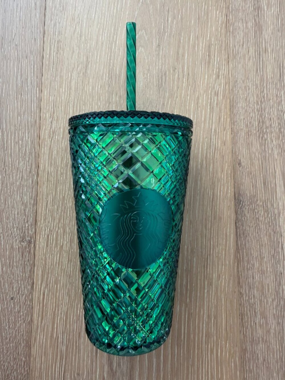 Starbucks Cold Cup 16 oz Emerald Green Jeweled Tumbler Grande 2022 Anniversary